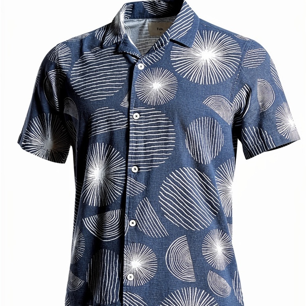 Luxurious Folk Men’s Abstract Button-Down- Size Med